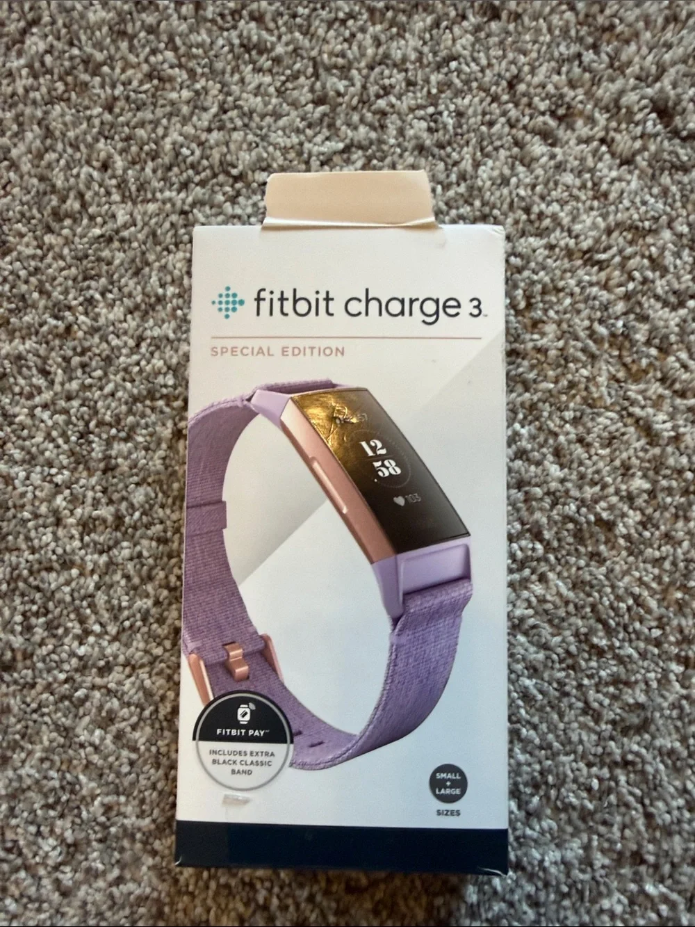 Fitbit Charge 3 Lavender and Black Fitness Tracker with Woven Band